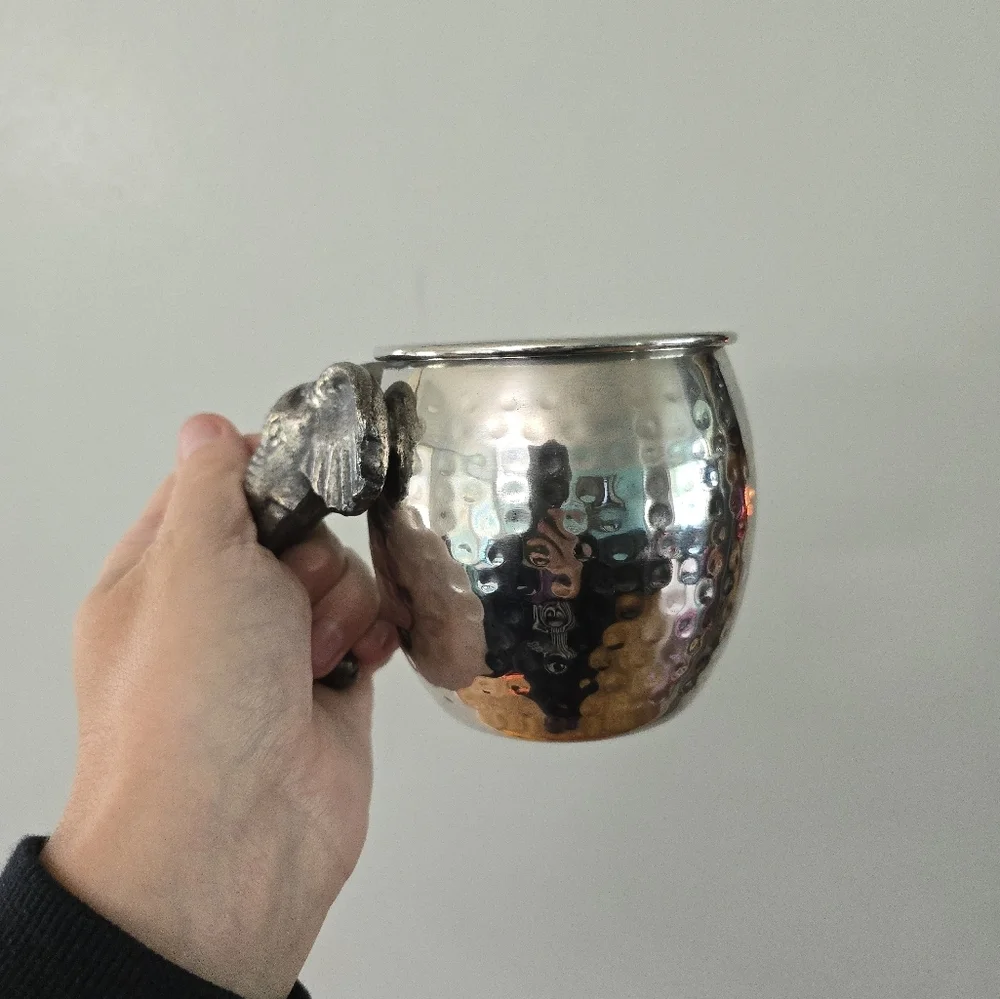 Pier 1 Imports Hammered Metal African Elephant Mug Cup